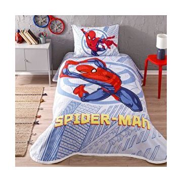 Taç Lisanslı Spiderman Justice Pamuk Tek Kişilik Pike Takımı