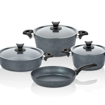 Taç Mastercook Gri 7 Parça Granit Tencere Seti
