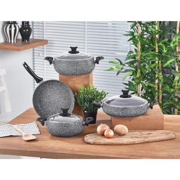 Taç Mastercook Gri 7 Parça Granit Tencere Seti