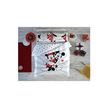 Taç Minnie Mickey Love Day Glow Lisanslı Çift Kişilik Nevresim Takımı