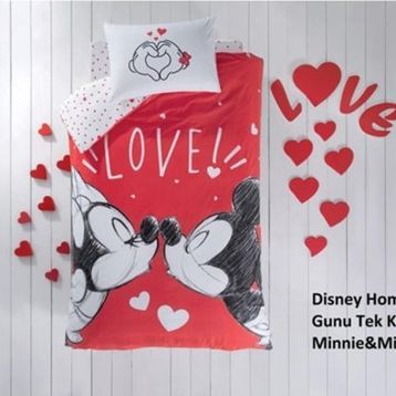 Taç Minnie Mickey Lovely Lisanslı Tek Kişilik Nevresim Takımı