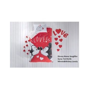 Taç Minnie Mickey Lovely Lisanslı Tek Kişilik Nevresim Takımı