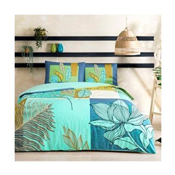 Taç Monstera Mint Ranforce Tek Kişilik Nevresim Takımı