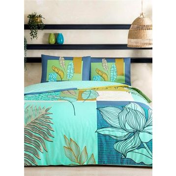 Taç Monstera Mint Ranforce Tek Kişilik Nevresim Takımı