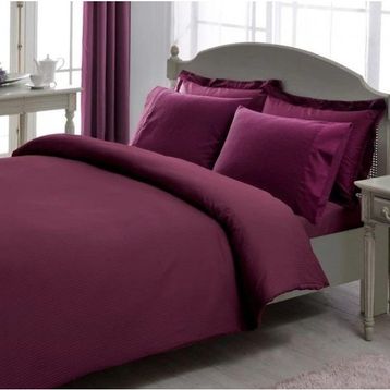 Taç Mürdüm Çift Kişilik Premium Basic Stripe Saten 200 x 220 cm Nevresim Takımı