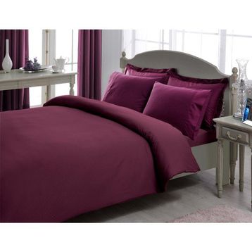 Taç Mürdüm Çift Kişilik Premium Basic Stripe Saten 200 x 220 cm Nevresim Takımı