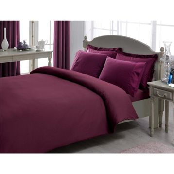Taç Mürdüm Çift Kişilik Premium Basic Stripe Saten Nevresim Takımı