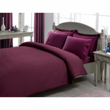 Taç Mürdüm Çift Kişilik Premium Basic Stripe Saten Nevresim Takımı