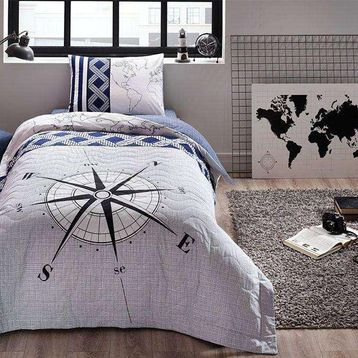 Taç Navi Lacivert Tek Kişilik Pike Takım