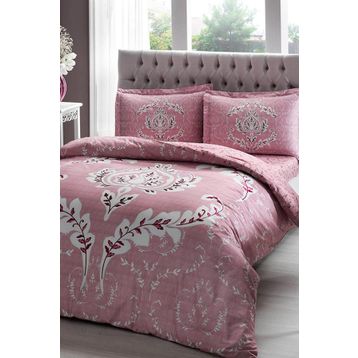 Taç Pamuk Saten Romy Pembe Çift Kişilik Nevresim Takımı