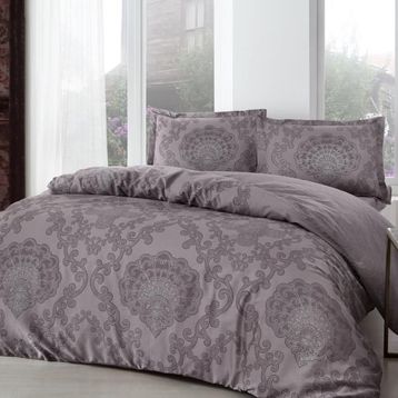 Taç Pamuk Saten Violet Mürdüm Çift Kişilik Nevresim Takımı