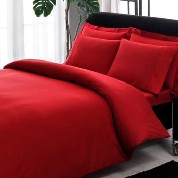 Taç Premium Basic Kırmızı Stripe King Nevresim Takımı