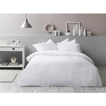 Taç Premium Basic Stripe Beyaz Çift Kişilik Nevresim Takımı