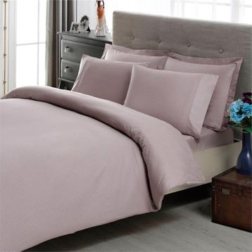 Taç Premium Basic Stripe Lila Çift Kişilik Nevresim Takımı