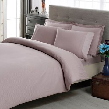 Taç Premium Basic Stripe Lila Çift Kişilik Nevresim Takımı