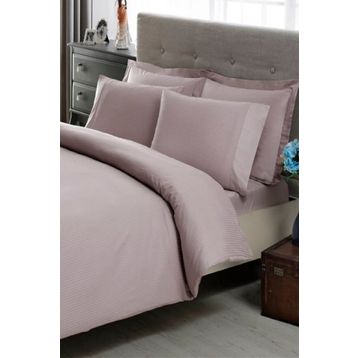 Taç Premium Basic Stripe Lila Çift Kişilik Nevresim Takımı