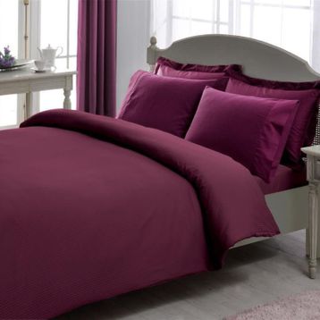 Taç Premium Basic Stripe Mürdüm Çift Kişilik Nevresim Takımı