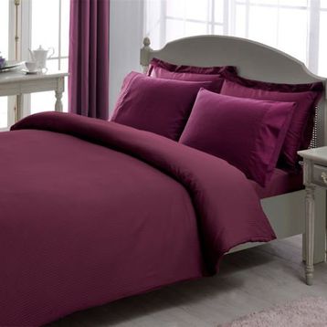Taç Premium Basic Stripe Mürdüm Çift Kişilik Nevresim Takımı