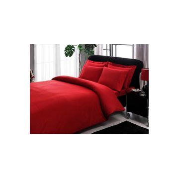 Taç Premium Basic Stripe Saten Kırmızı Çift Kişilik Nevresim Takımı