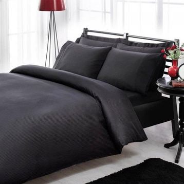 Taç Premium Basic Stripe Siyah Çift Kişilik Nevresim Takımı