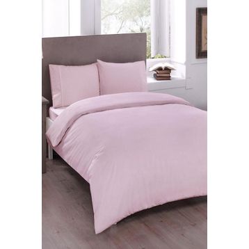 Taç Ranforce Basic Pembe Çift Kişilik Nevresim Takımı