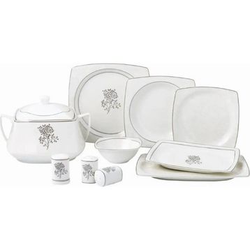 Taç Real Bone Tia Platin 60 Parça 12 Kişilik Yemek Takımı