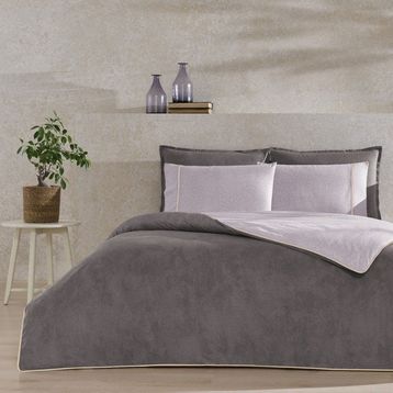 Taç Riven Gri 200 x 220 cm Biyeli Çift Kişilik Nevresim Takımı