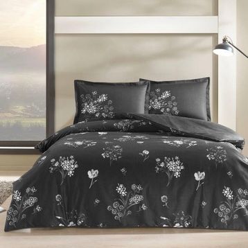 Taç Roxane Siyah 200 x 220 cm Saten Çift Kişilik Nevresim Takımı