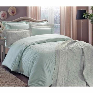 Taç Saten Delux Sunshine Mint Çift Kişilik Nevresim Takımı