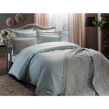 Taç Saten Delux Sunshine Mint Çift Kişilik Nevresim Takımı