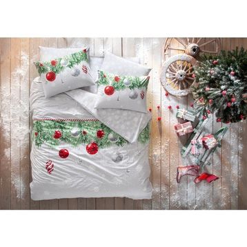 Taç Snowflake Ranforce Yeşil 200 x 220 cm Çift Kişilik Nevresim Takımı