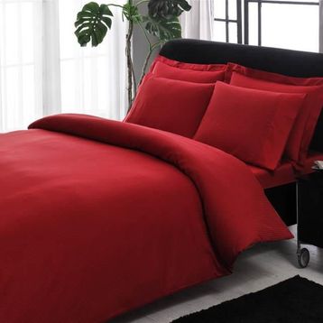 Taç Stripe Kırmızı King Size XL Battal Boy Premium Basic Nevresim Takımı