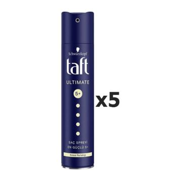 Taft Ultimate Kristal Parlaklığı Veren En Güçlü 5x250 ml Saç Şekillendirici Sprey
