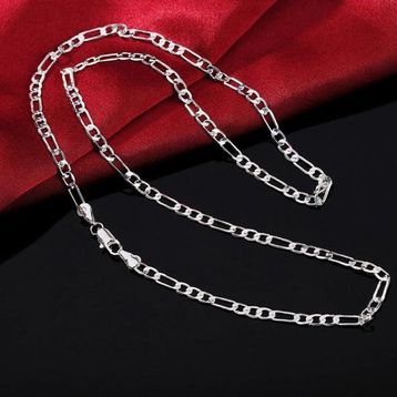 Takıhan 925 Ayar Erkek Kadın Unisex Figaro Gümüş Kaplama Zincir Kolye