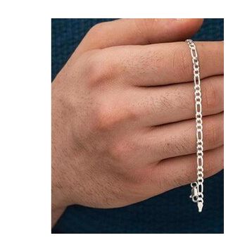 Takıhan 925 Ayar Gümüş Figaro Zincir 5 mm 20 cm Bileklik