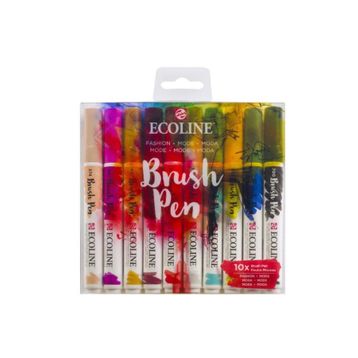 Talens Ecoline Brush Pen 10 Renk Fashion Colors Fırça Uçlu Çizim Kalemi Seti