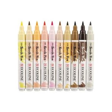 Talens Ecoline Brush Pen 10 Renk Skin Fırça Uçlu Çizim Kalemi Seti