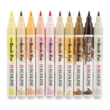 Talens Ecoline Brush Pen 10 Renk Skin Fırça Uçlu Çizim Kalemi Seti