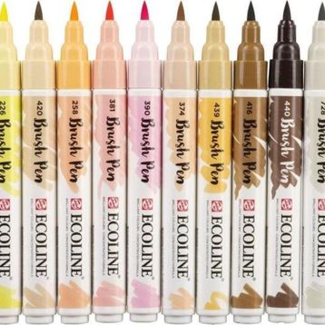 Talens Ecoline Brush Pen 10 Renk Skin Fırça Uçlu Çizim Kalemi Seti