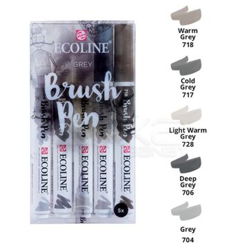 Talens Ecoline Brush Pen Gri Tonlar 5'li Set
