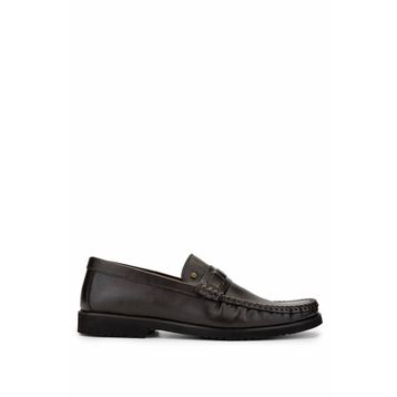 Tamer Tanca 478 B1302 Erkek Hakiki Deri Kahverengi Loafer Ayakkabı