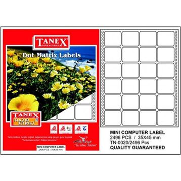 Tanex 35x45 mm Bilgisayar Etiketi
