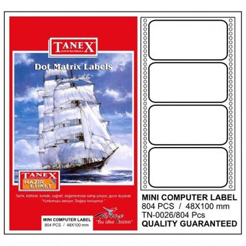 Tanex 48x100 mm Bilgisayar Etiketi
