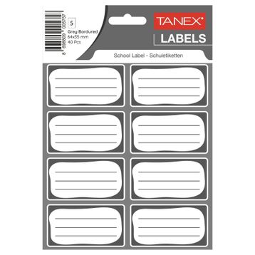 Tanex Gri Bordürlü Çift Sıra 40 Adet Okul Etiketi
