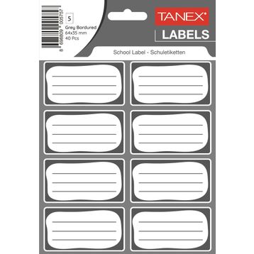 Tanex Gri Bordürlü Çift Sıra 40 Adet Okul Etiketi
