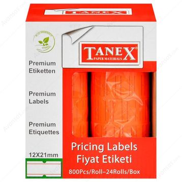 Tanex Motex Çizgili Kırmızı 12x21mm 24 Adet Fiyat Etiketi