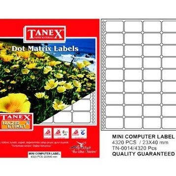 Tanex TN001410 23x40 mm 4'lü Printer Etiket