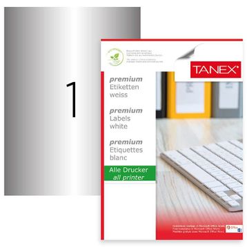 Tanex TW-2000 210x297 mm 25 Adet Silver Lazer Etiket