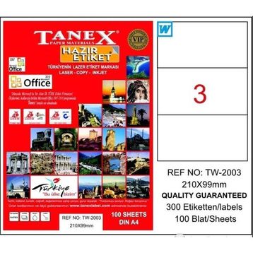 Tanex TW-2003 210x99 mm 100 Adet Laser Etiket
