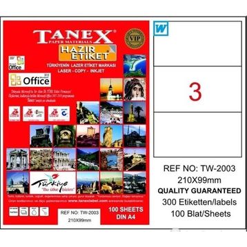 Tanex TW-2003 210x99 mm 100 Adet Laser Etiket